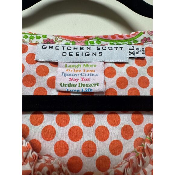 GRETCHEN SCOTT Vibrant Floral Red/Green/White Sleeveless Tunic, Sz XL - Picture 10 of 11